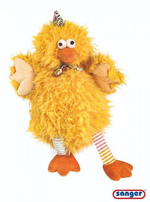 Gelbes Plüschhuhn mit Kirschkernfüllung von medasi.shop – farbenfrohes Wärmekissen für Kinder und Erwachsene.