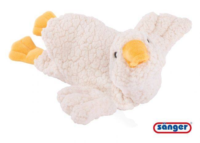 Weiße Plüschgans mit Kirschkernfüllung von medasi.shop – flauschiges Wärmekissen für Kinder und Erwachsene.