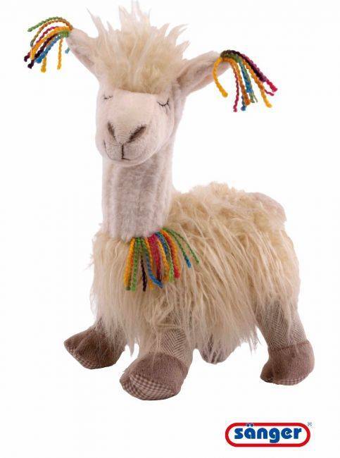 Plüschlama mit Kirschkernfüllung von medasi.shop – flauschiges Wärmekissen mit bunten Details für Kinder.
