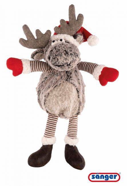 Plüschrentier mit Weihnachtsmütze und Kirschkernfüllung by medasi.shop – festliches Wärmekissen für kalte Wintertage.