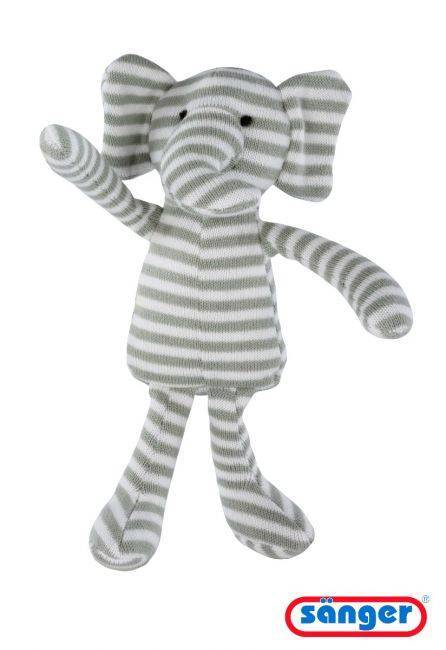 Gestreifter Plüschelefant mit Kirschkernfüllung von medasi.shop – flauschiges Wärmekissen für Kinder und Erwachsene.