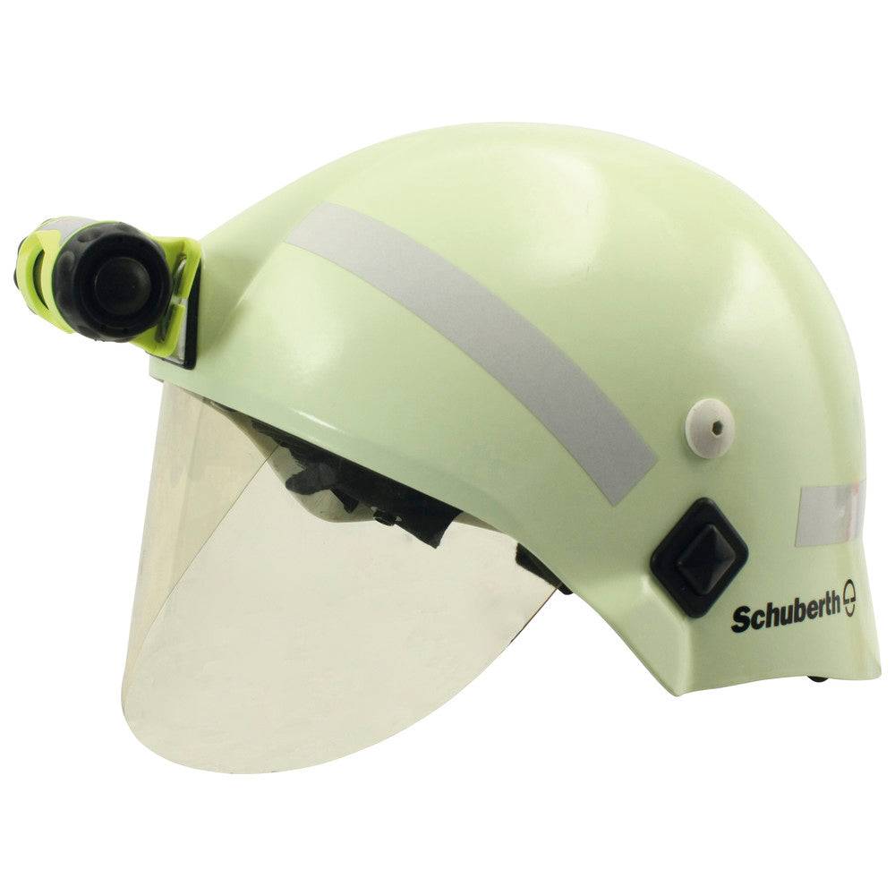 Feuerwehrhelm mit Visier und Edelstahl Helmhalterung UK für UK Vizion, kompatibel mit UK 3AAA Vizion Lampe für professionelle Anwendungen.