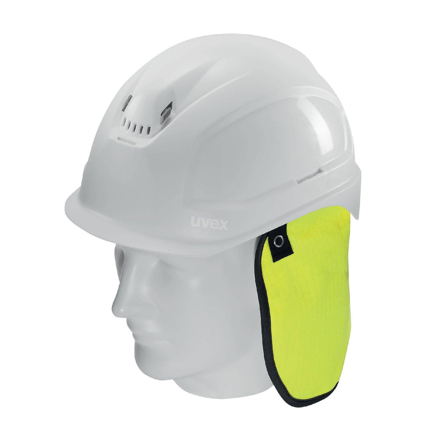 uvex Nackenschutz in Gelb für Schutzhelme, idealer Schutz vor Sonneneinstrahlung, Staub und Splittern. Kompatibel mit allen uvex Helmen.