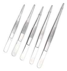 Chirurgische Pinzette Leina-Werke aus Edelstahl, 13 cm und 14,5 cm, ideal für präzise medizinische Anwendungen in der Chirurgie.