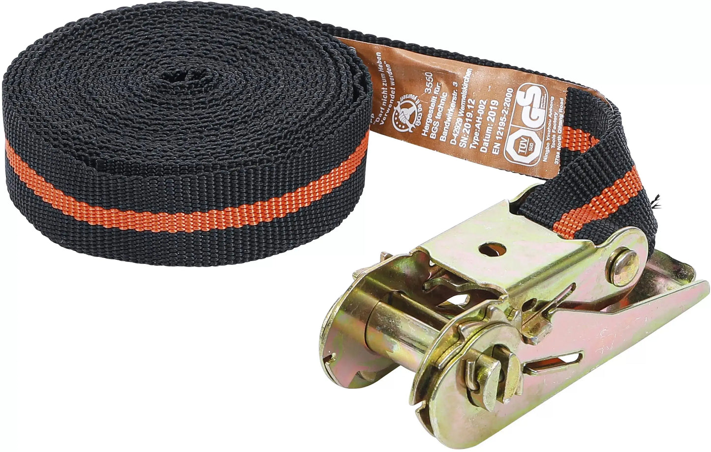 Ratschenzurrgurt einteilig BGS 5 m x 25 mm mit robuster Knarre zur sicheren Ladungssicherung in Fahrzeugen, ideal für Transport und Logistik.