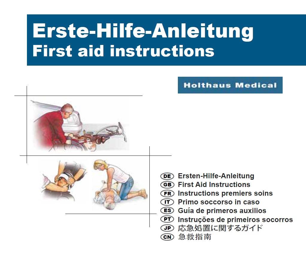 Mehrsprachige Erste Hilfe Broschüre – kompakt & international mit 8 Sprachen, ideal für Betriebe, Schulen und Notfallsets. Übersichtliche Sofortmaßnahmen-Anleitung mit Bildern für schnelle Erste Hilfe.