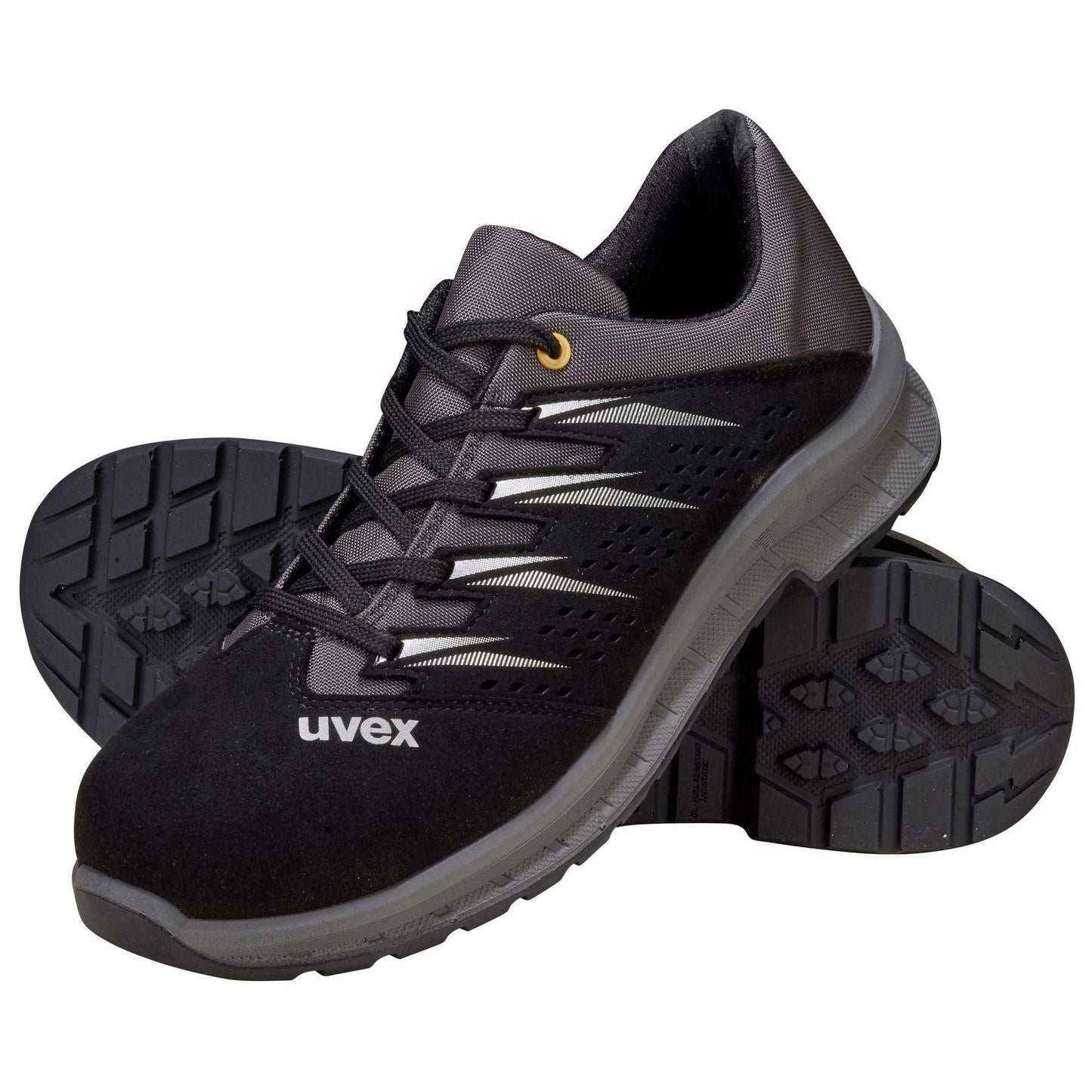 Uvex 2 Trend S3 Halbschuh in Grau mit rutschhemmender Sohle und sportlichem Design – ideal für Arbeitsschutz im industriellen Bereich.