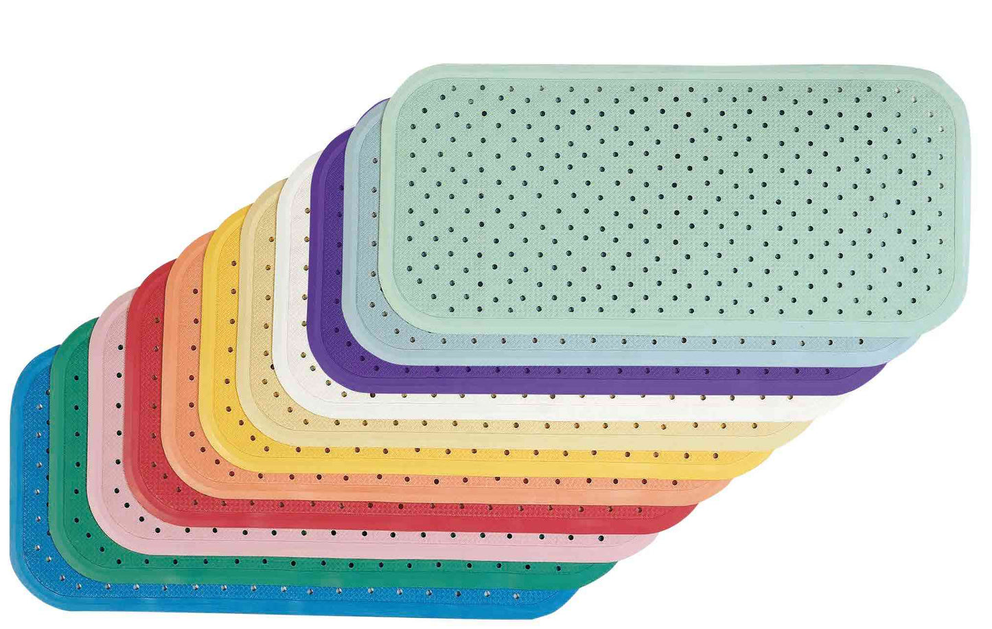 Duschmatten aus Naturkautschuk 56x56cm in verschiedenen Farben wie Mint-Grün, Blau, Pink und Gelb, rutschhemmend für Bad und Dusche.