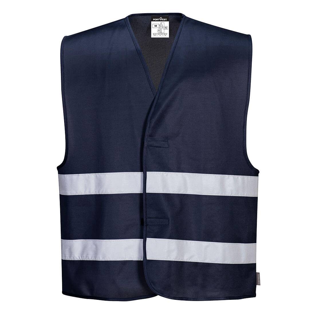 Iona Weste F474 - Portwest Sicherheitsweste hohe Sichtbarkeit in Dunkelblau mit Reflexstreifen, ideal für professionelle Einsatzbekleidung.