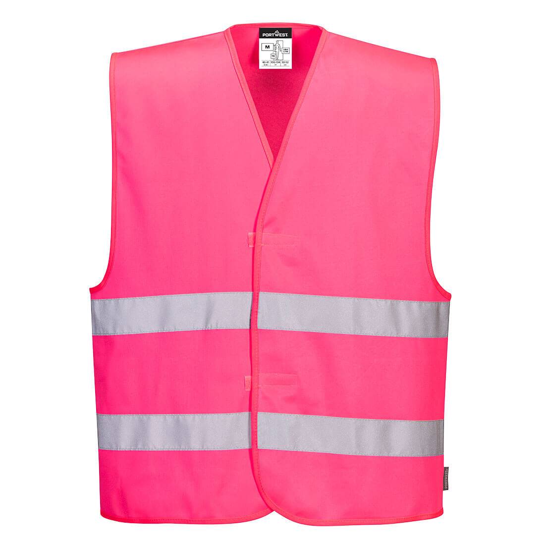 Iona Weste F474 - Portwest Sicherheitsweste hohe Sichtbarkeit in Pink mit reflektierenden Streifen, komfortabel und leicht für den täglichen Einsatz.