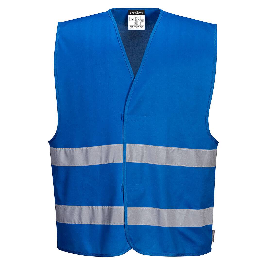 Iona Weste F474 - Portwest Sicherheitsweste hohe Sichtbarkeit in Blau mit Klettverschluss und Reflexstreifen, perfekt für Arbeitskleidung.