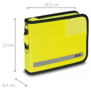 Maße des Fahrtenbuchs DIN A5-quer Tablet PAX: 28,5 x 22 x 6,5 cm – kompakt und funktional für den mobilen Bürobedarf.