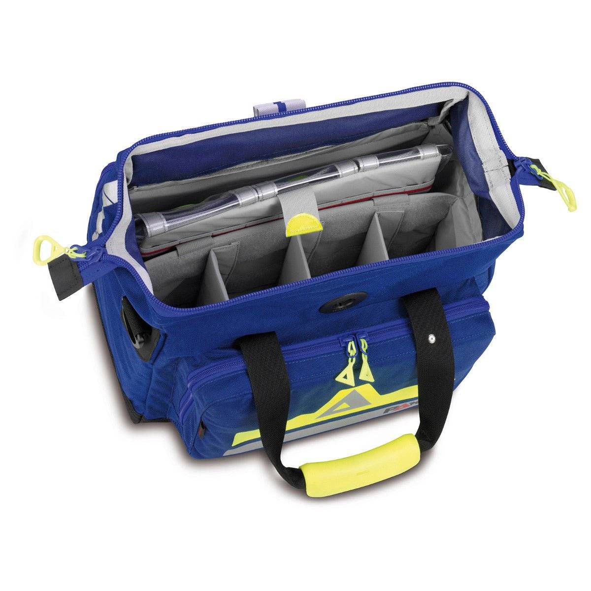 Innenansicht der Arzt Tasche PAX M mit variabler Fächeraufteilung, ideal für medizinisches Equipment im mobilen Notfalleinsatz.