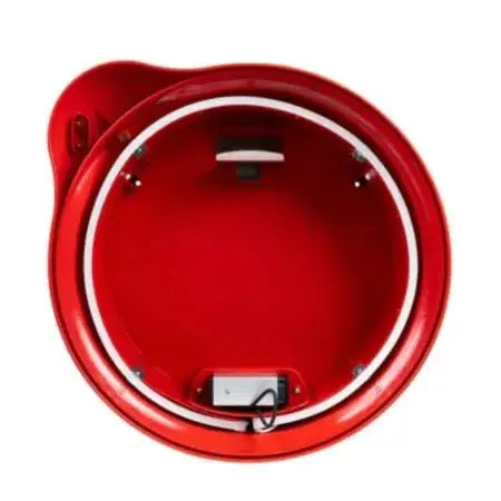 Roter Cabinaid Essential AED Wandkasten mit LED-Beleuchtung und robuster Innenstruktur für sicheren Schutz in Küsten- und Innenbereichen.