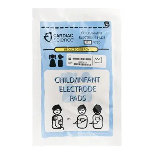Kinderelektroden für Cardiac Science Powerheart G3 AEDs. Selbstklebend, vorkonnektierbar & ca. 2 Jahre haltbar. Jetzt bei Medasi.shop bestellen!