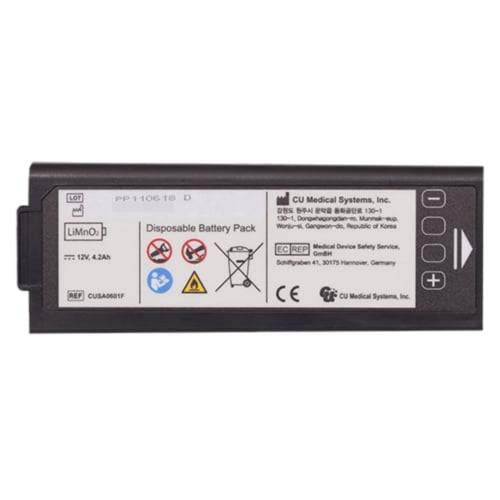 CU Medical i-PAD NF-1200 Batterie für AED-Geräte mit 12V, 4,2Ah Leistung. Passend für medizinische Notfallausrüstung im professionellen Einsatz.