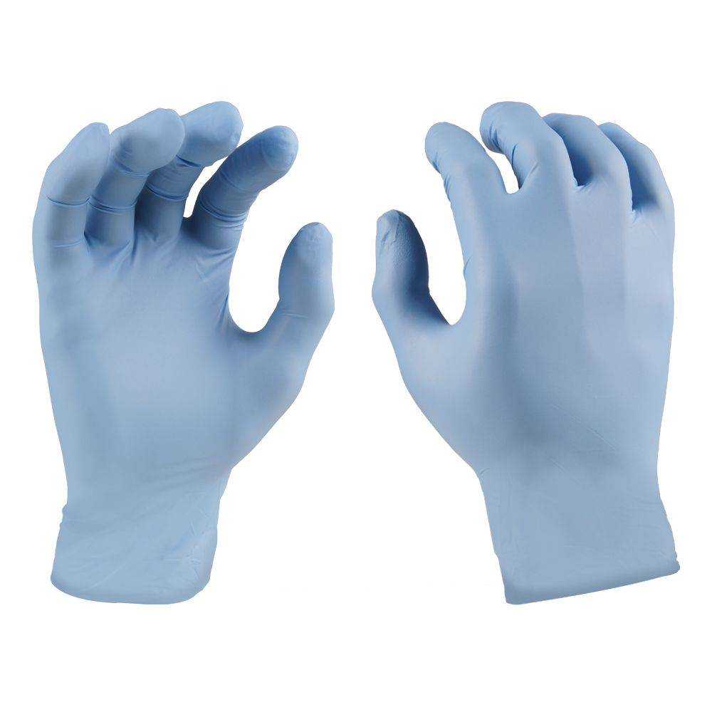Einmalhandschuhe Nitril blau: Robust und sicher, für medizinische Anwendungen zertifiziert. 100 Stück im Dispenser. Länge 24cm, AQL 1,5.
