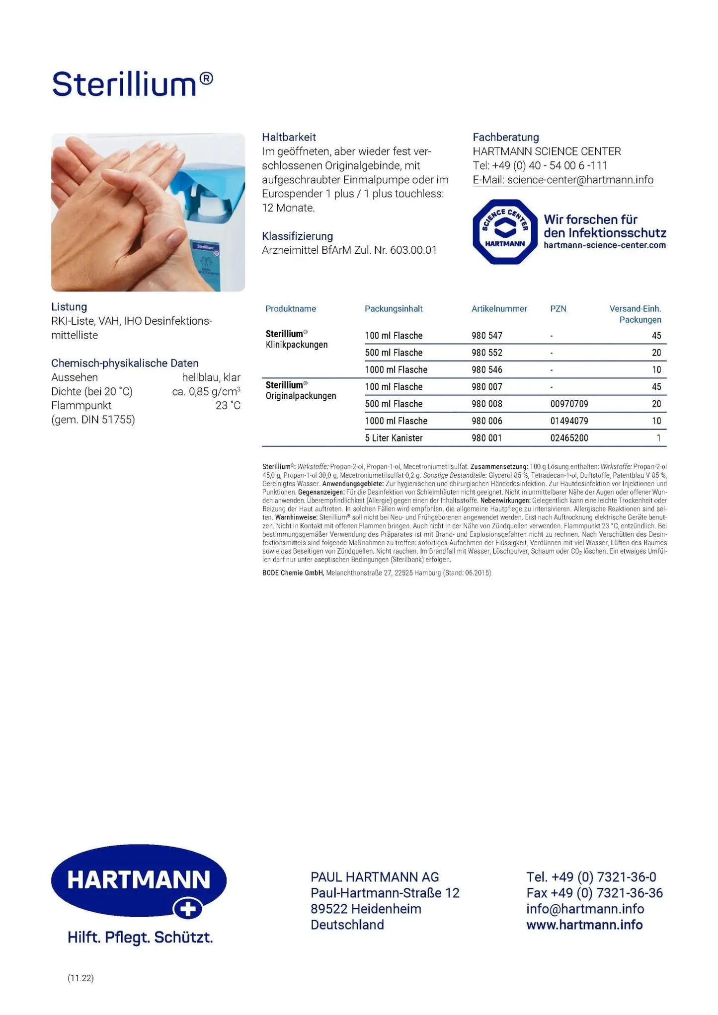 Händedesinfektion Sterillium® MHD - Medasi.shop - PZN - 00970709