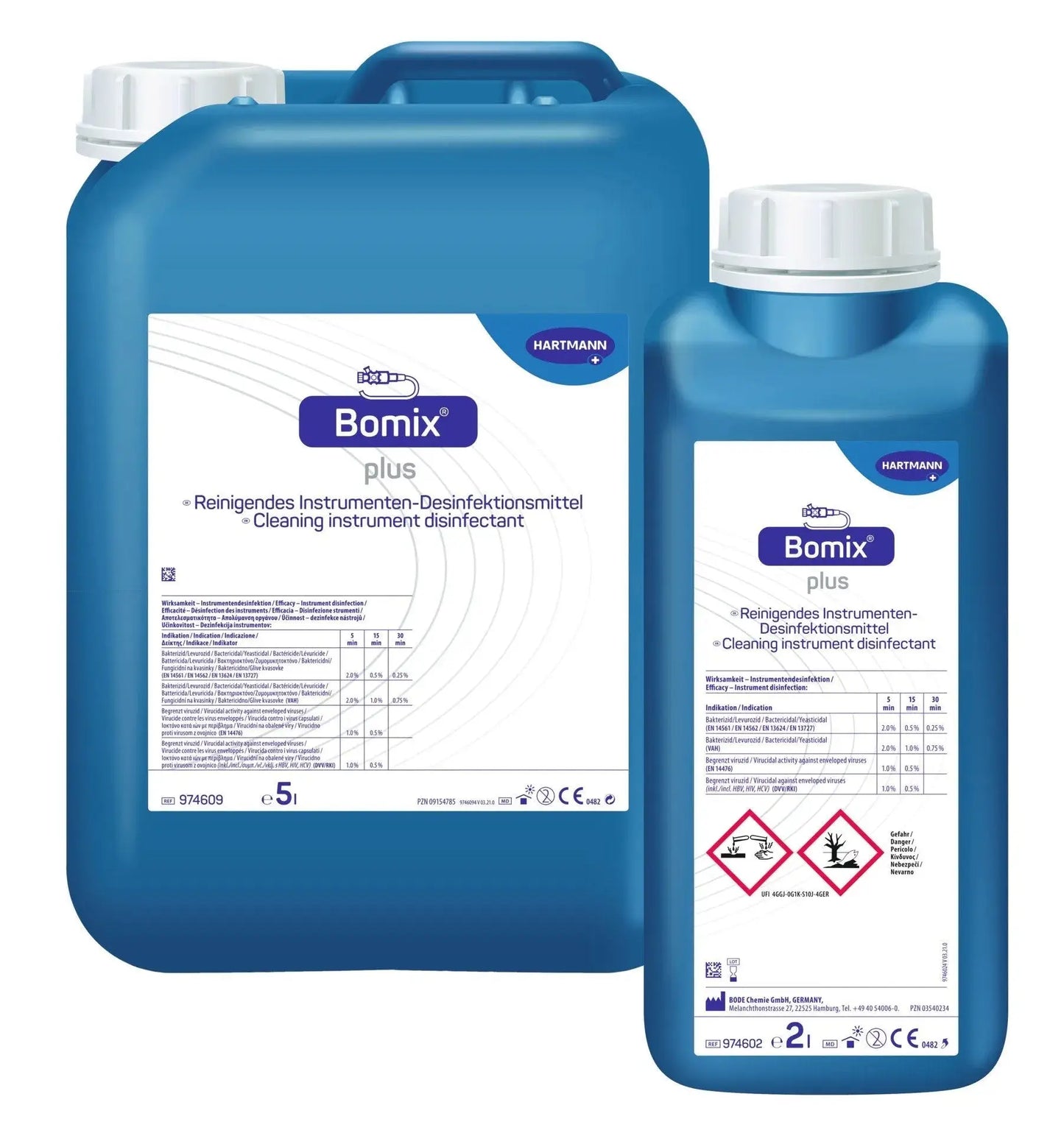 Bomix® plus Instrumentendesinfektion im 5L und 2L Gebinde – effektive, aldehydfreie Reinigungslösung für Instrumente und Endoskope.