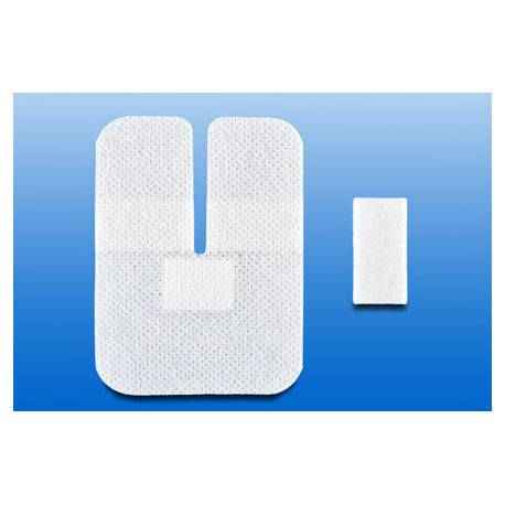 Steriles RUDAVEN®-plus Kanülenfixierpflaster mit Y-Ausschnitt und Zusatzpflaster zur sicheren Fixierung medizinischer Zugänge.