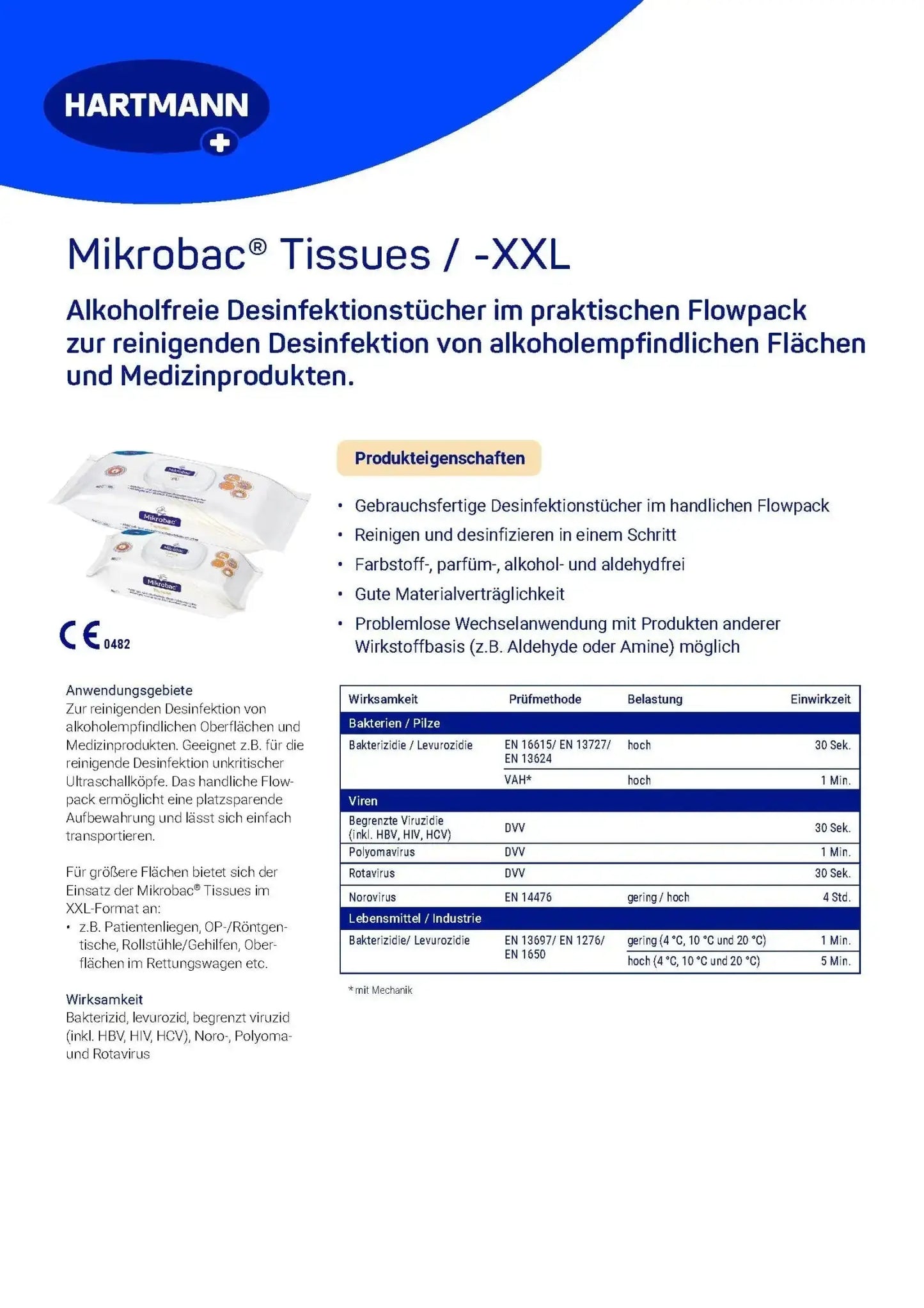 Mikrobac Tissues alkoholfreie Desinfektion für eine alkohol- und effektive Desinfektion empfindlicher Flächen und Materialien. Perfekt für Kliniken und Praxen.