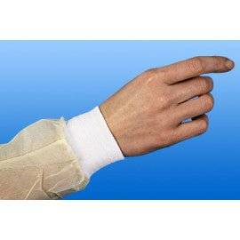 Detailansicht des Ärmels vom Patientenkittel Nobamed mit elastischem Bündchen, flüssigkeitsdicht und geeignet für hygienische Pflegeeinsätze.