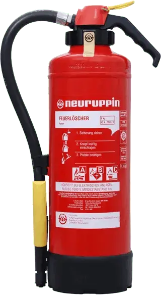 Neuruppin PG 9 Pulverfeuerlöscher mit Aufladetechnik – hohe Löschleistung, wartungsfreundlich & für Brandklassen A, B, C. Jetzt bei Medasi.shop bestellen!