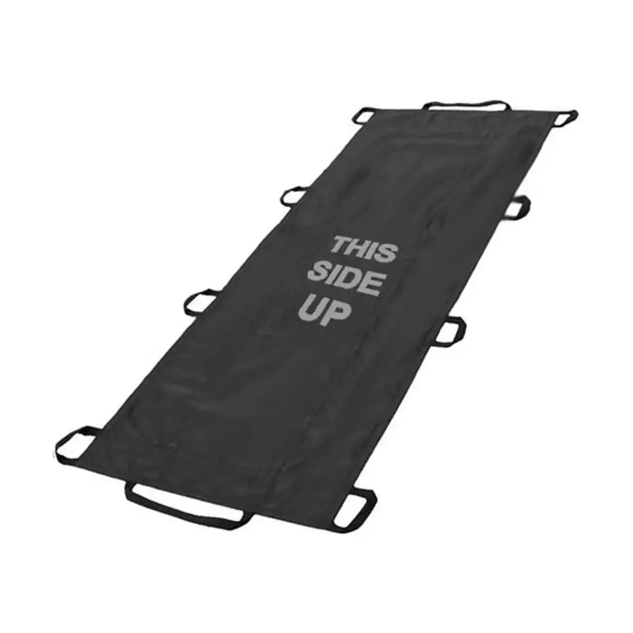 Rettungstragetuch QuikLitter mit 226 kg Tragfähigkeit, schwarz, mit acht Trageschlaufen für taktische Notfalleinsätze. Wasserfest und latexfrei.