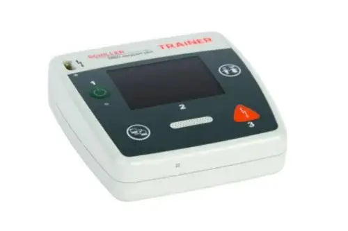 Schiller Easyport Plus Trainer AED-Trainingsgerät mit Display und Bedientasten für medizinische Schulungen in Notfallsituationen.