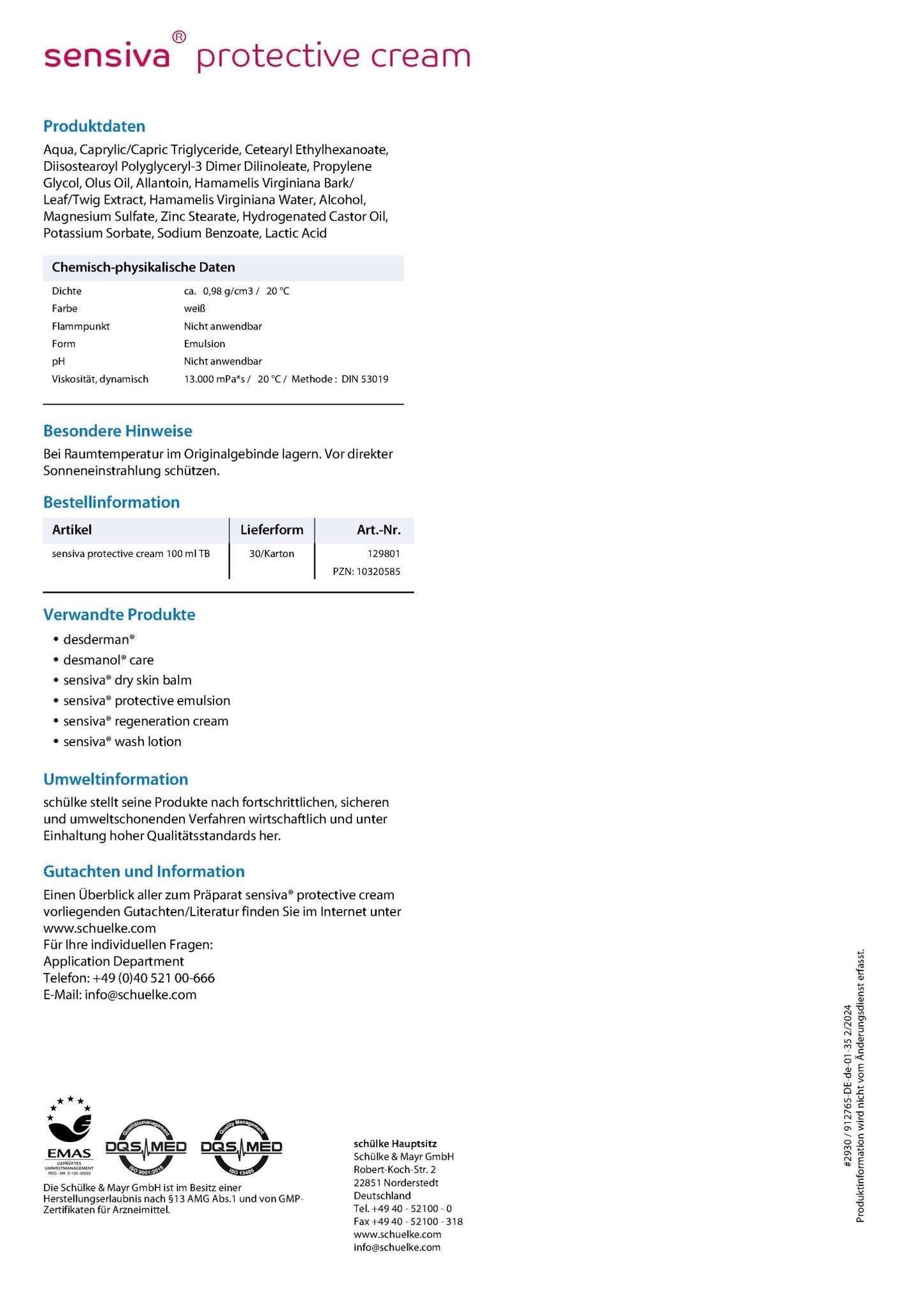 Die Sensiva Hautschutzcreme stärkt die Hautbarriere und schützt vor Feuchtarbeiten. Dermatologisch geprüft, farbstoff- und parfümfrei. Ideal für leichten Einsatz.
