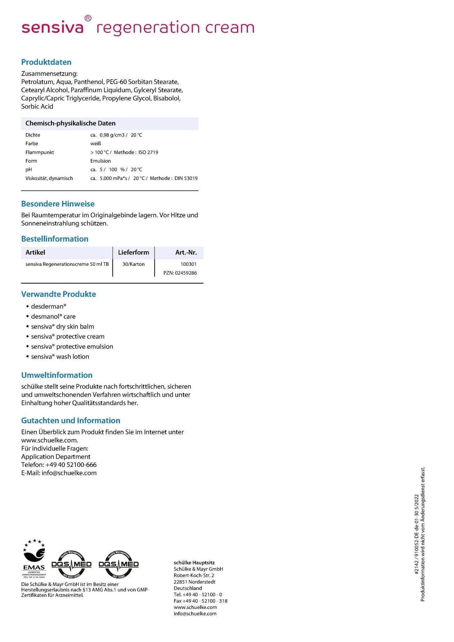 Entdecken Sie die Sensiva Regenerationscreme 50ml 02459286 für intensive Hautpflege ohne Duftstoffe. Perfekt zur Regeneration beanspruchter Haut nach der Arbeit.