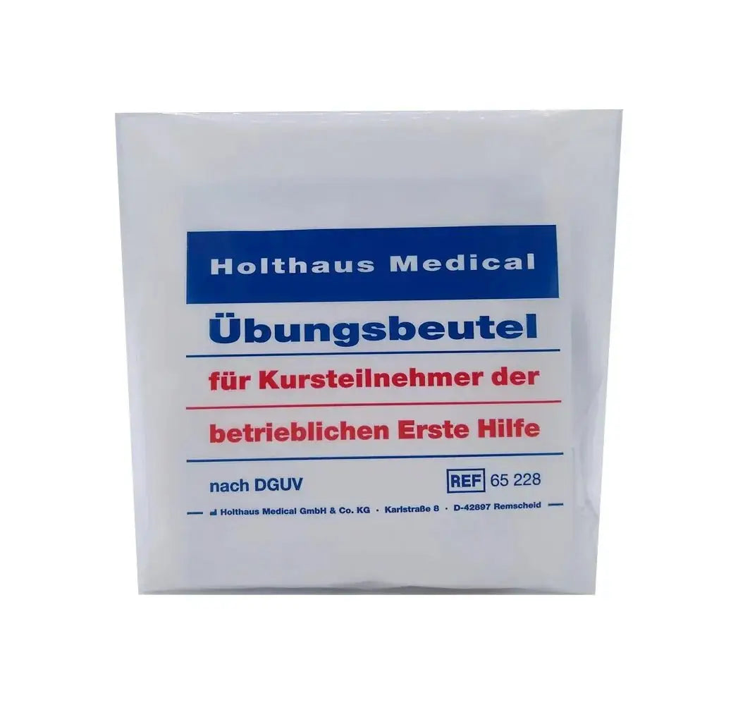 Erste-Hilfe-Übungsbeutel von Holthaus Medical für betriebliche Erste-Hilfe-Schulungen, DGUV-konform und ideal für Ausbildungskurse.