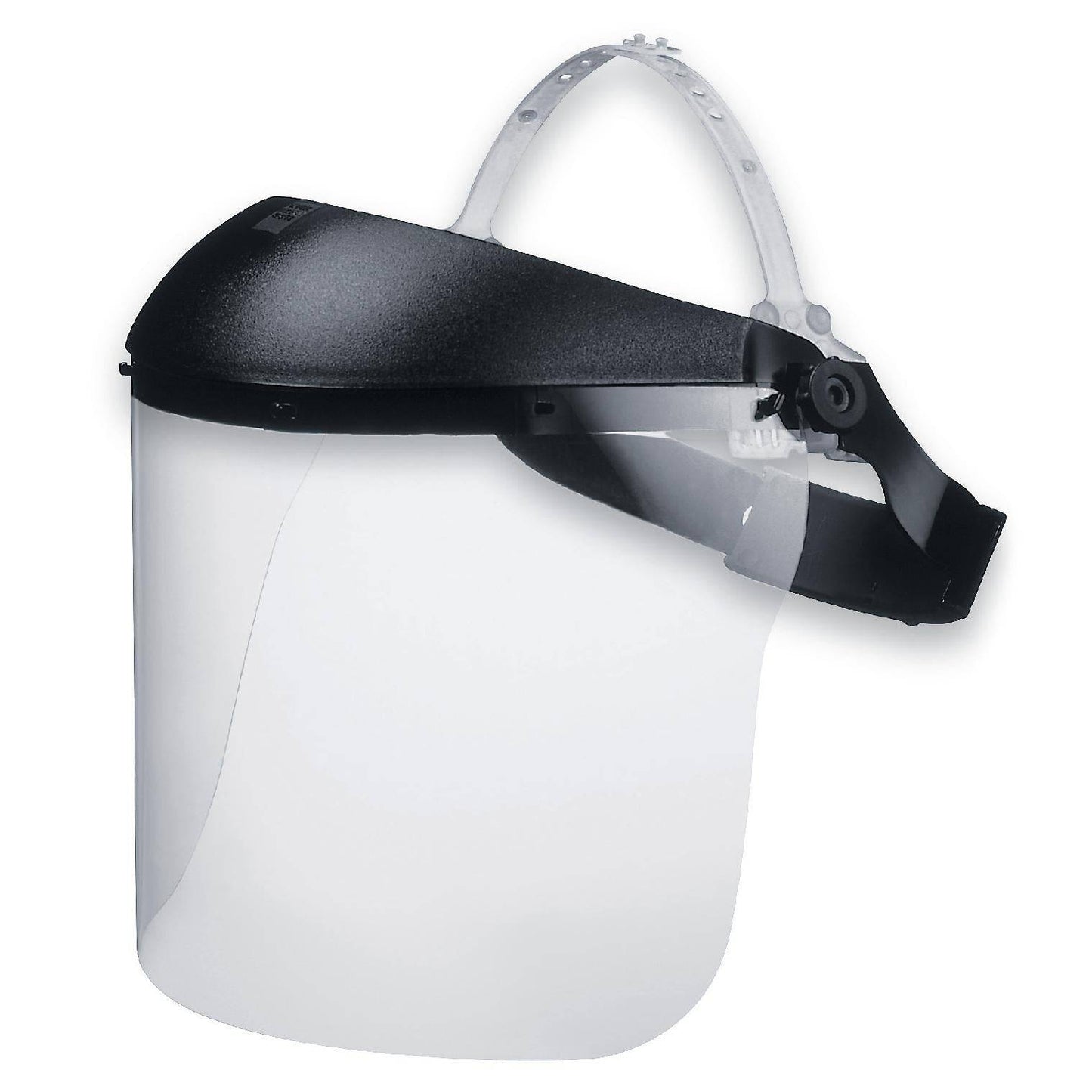 Visier uvex 9705 unbeschichtet mit stufenlosem Hochklappmechanismus und einstellbarem Drehverschluss für Gesichtsschutz im Industrieeinsatz.