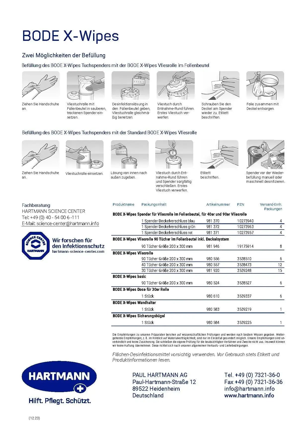 BODE X-Wipes Vliesrolle mit 90 Tüchern – ideal für die Flächendesinfektion mit HARTMANN Desinfektionsmitteln. Reißfest, hygienisch & effizient. Jetzt bei Medasi.shop!