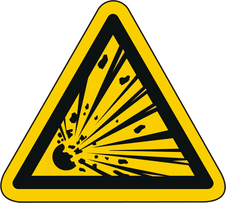 Warnzeichen W002 Warnung vor explosionsgefährlichen Stoffen - selbstklebend - Medasi.shop - W002F100