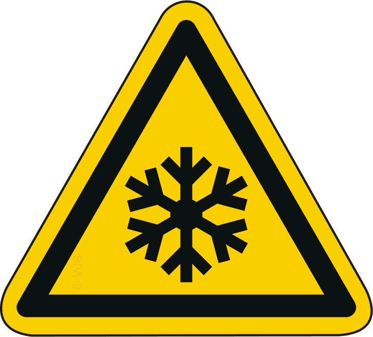 Warnzeichen W010 Warnung vor niedriger Temperatur - selbstklebend - Medasi.shop - W010F100