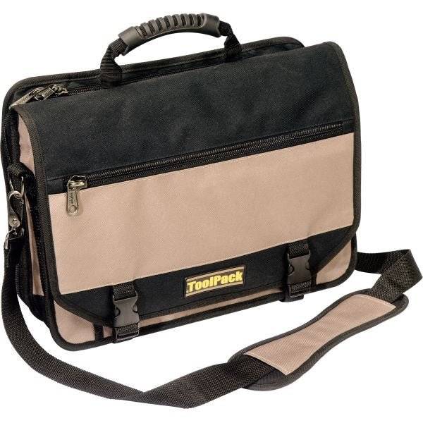Werkzeug- und Dokumententasche von ToolPack mit Schultergurt und mehreren Fächern, ideal zur Werkzeugaufbewahrung und Organisation im Alltag.
