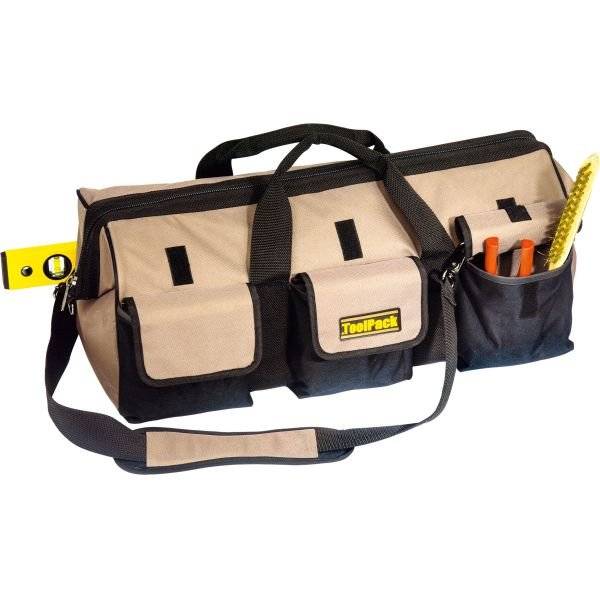 Werkzeugtasche Extra Lang - Profi Werkzeugtasche mit mehreren Außentaschen und Schultergurt, ideal für Handwerker. Strapazierfähiges Polyester.