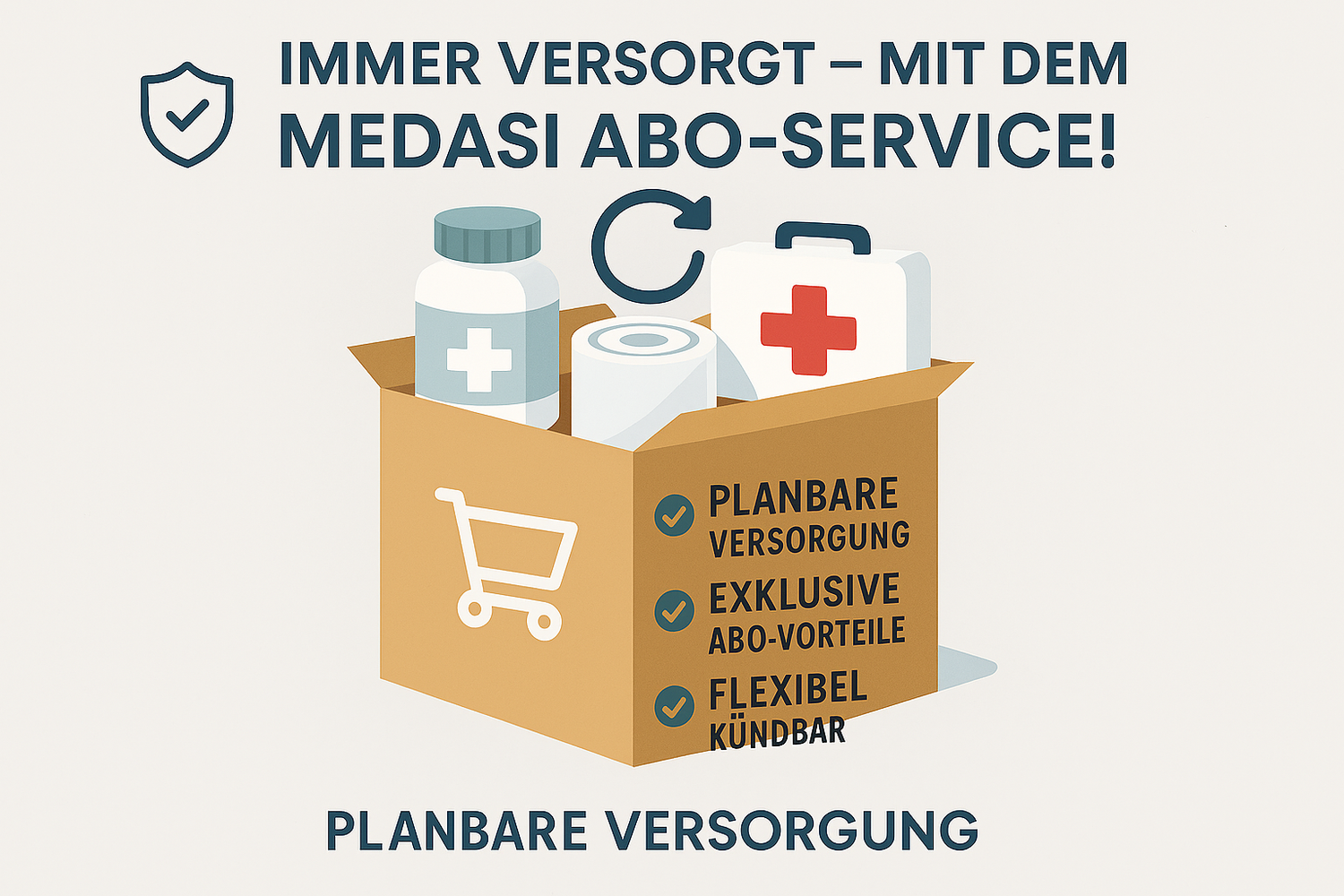 Alt-Text (Deutsch):  
Medasi Abo-Service: Planbare Versorgung mit exklusiven Vorteilen.