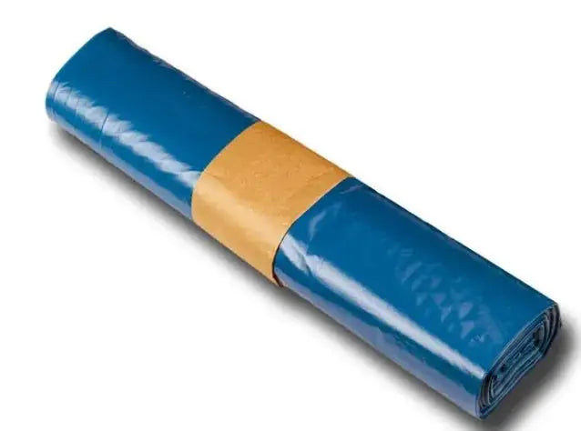 Alt-Text (Deutsch):  
Rolle mit blauen Müllsäcken für Abfallentsorgung und Recycling.