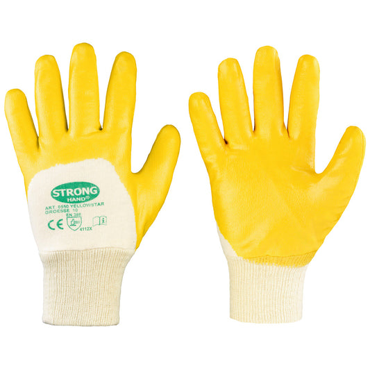 Baumwollhandschuhe Nitrilbeschichtete Stronghand Yellowstar, Medasi.shop, Safety Gloves