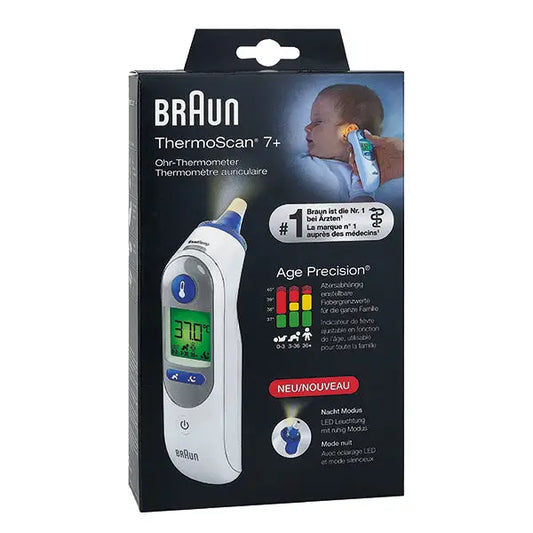 Braun ThermoScan 7+ IRT6525WE Ohrthermometer mit Age Precision und Nachtmodus