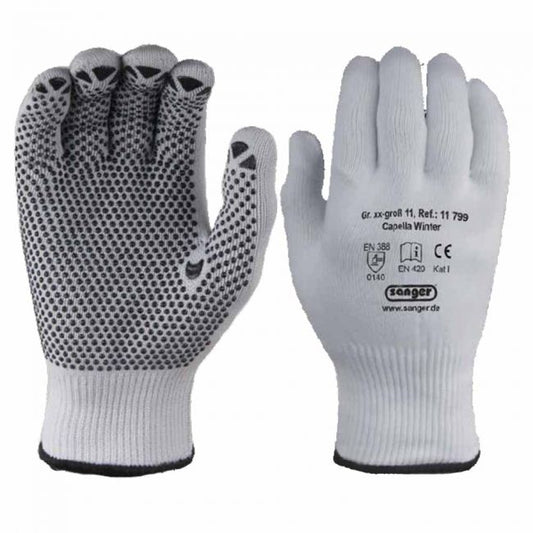 Strickhandschuhe doppelwandige mit Vinyl-Noppen Cappella Winter, Medasi.shop, Safety Gloves