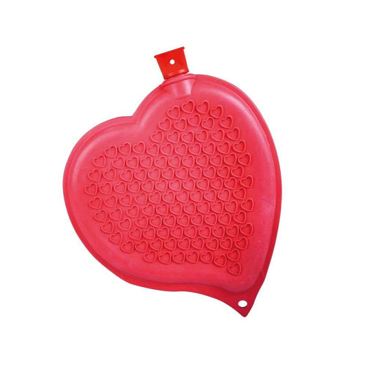 Rote Wärmflasche Herzform 1,7 Liter mit geprägtem Herzmuster, ideal für Wärmebehandlungen und als Geschenk zu besonderen Anlässen.