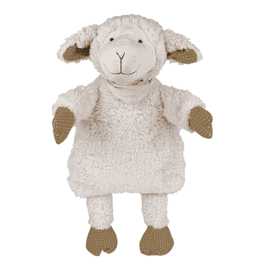 Wärmflasche Plüschtier Schaf Lorry in Weiß mit braunen Pfoten