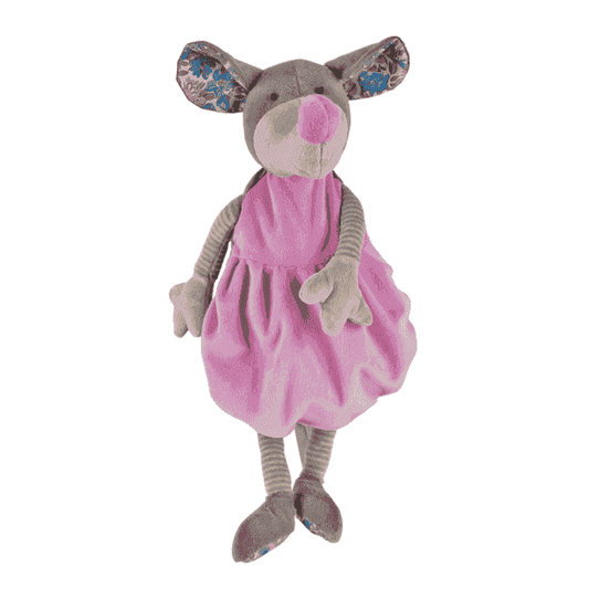 Wärmflasche 0,8 Liter Plüschtier - Maus Tiffy in rosa Kleid als kuscheliger Begleiter für Kinder. Ideal für Wärmebehandlungen und gemütliche Momente.
