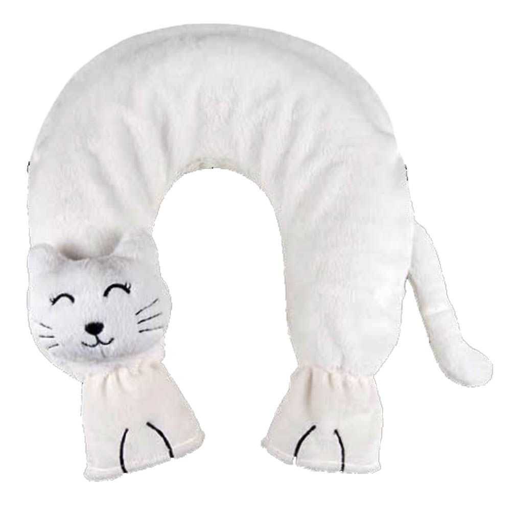 Weiße Nackenwärmflasche mit Strickbezug in Katzenform, weich und ergonomisch für gezielte Wärme im Nackenbereich. Jetzt online bestellen.