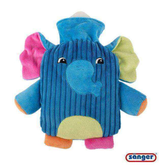 Wärmflasche Plüschtier Elefant - 0,8 Liter Wärmflasche in buntem Design mit weichem Kuschelkomfort, ideal für Kinder und einfache Handhabung