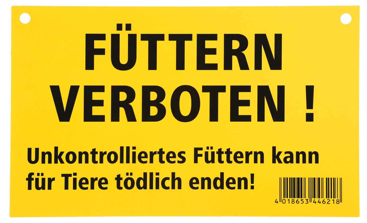 Warnschilder Füttern verboten - Sicherheit | Kunststoff, 20x12 cm in Gelb mit schwarzer Aufschrift für Tierbereiche. Ideal zur Unfallvermeidung.