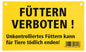 Warnschilder Füttern verboten - Sicherheit | Kunststoff, 20x12 cm in Gelb mit schwarzer Aufschrift für Tierbereiche. Ideal zur Unfallvermeidung.
